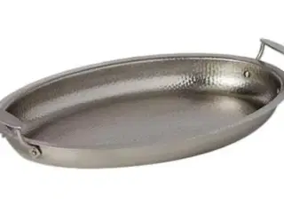 Serveringsfad m/håndtag B322 x D472 mm Hammeret stål (Udstillingsmodel)
