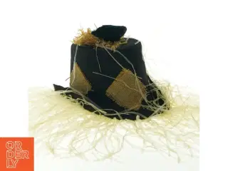 Dekoreret sort hat (str. Ø. 30 cm)