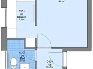2 værelses lejlighed på 55 m2, Ringkøbing