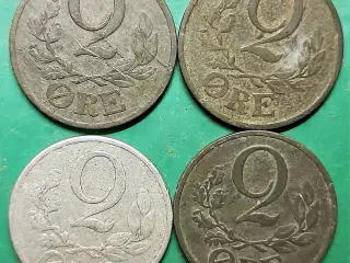 2 ØRE 1941, 1942, 1943, 1944 2 SLAGS!