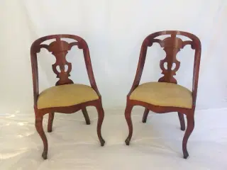 Antik mahogni træ stole sæt
