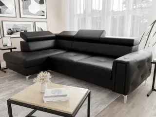 ORIONIS ÆGTE LÆDER HJØRNESOFA 165X255