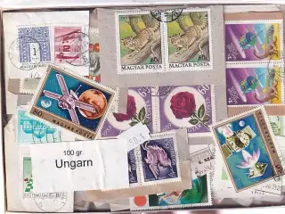 Ungarn 100 g. Brevklip m. Billedmærker