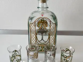 Holmegaard Dram flasker m/tilhørende glas, 2 sæt