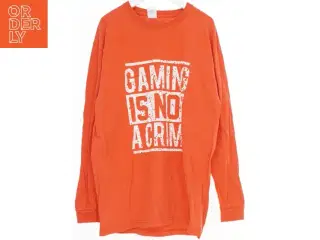 Langærmet orange t-shirt med tryk fra Fruit of the loom (str. 152)