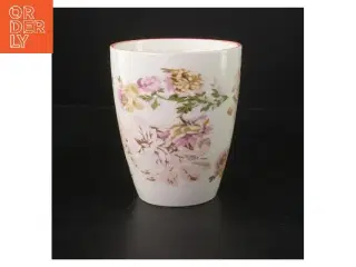 Blomsterdekoreret vase (str. 14 cm)