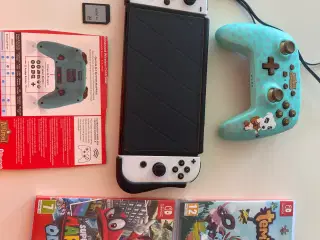 Nintendo switch med controler og spil
