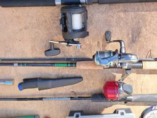 Diverse fiskeudstyr for begyndere 