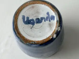 Minivase af keramik, blå, Uganda