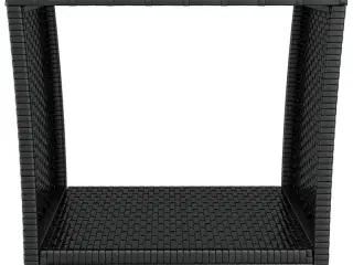 Havebord med glasbordplade polyrattan og hærdet glas sort