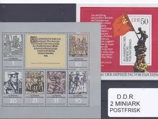 D.D.R Samling - 2 Stk. Miniark - Postfrisk