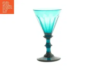 Turkis glas med stilk (str. Ø 8 cm)