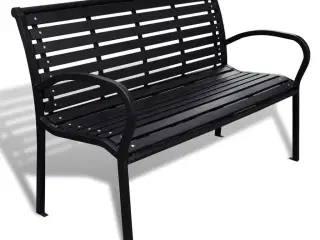 Havebænk 125 cm stål og WPC sort