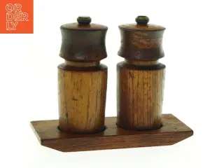 Teak Salt- og pebersæt med holder fra Dane Wood (str. 17 x, 7,5 x 15 cm)