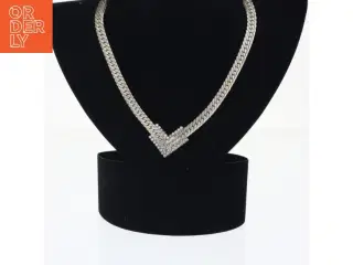 Guldfarvet halskæde med diamanter/krystaller (str. 42 cm)