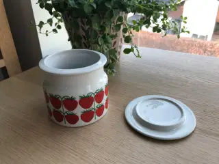 Marmeladekrukke, jordbær, porcelæn, Arabia