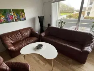 3+2 sofaer i brunt læder