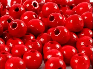 Træperler, diam. 8 mm, hulstr. 2 mm, rød, 15g/ 1 pk.