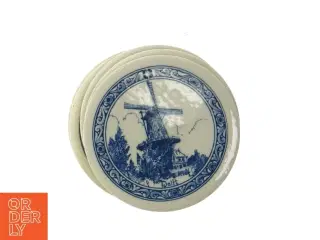 Sæt af 6 Delft porcelæn bordskånere kakler (str. 6 styk. ø. 9 cm)