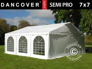 Partytelt Festtelt SEMI PRO Plus 7x7m PVC, Hvid