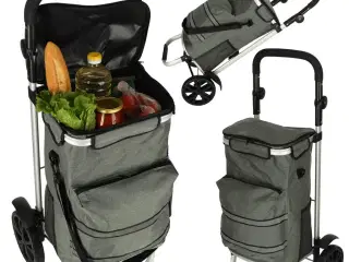 Indkøbsvogn på hjul med stel 100 cm – grå, 40 l