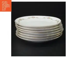 Porcelænstallerkener med blomsterkant fra Benedikte (str. Diameter 17 og en halv cm)