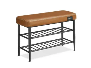 Skobænk med opbevaring EKHO, kunstlæder, 30 × 80 × 50 cm, karamel