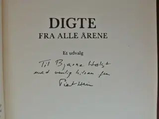 digte fra alle årene, af piet hein med dedikation,