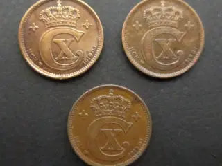 2 øre 1919 bronze - tre forskellige kvaliteter