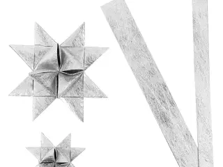 Stjernestrimler, L: 44+78 cm, diam. 6,5+11,5 cm, B: 15+25 mm, sølv, 32strimler/ 1 pk.