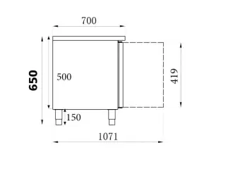 Lavt kølebord – med 2 låger - 136x70x65 cm