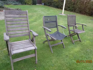 3 stk Teak havestole