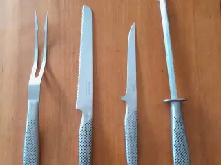 Strygestål, knive og stegegaffel 