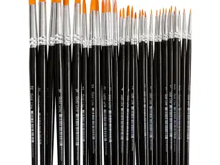 Nylon Pensler, 0+1+2+4+8+12+18+22, L: 17-21,5 cm, B: 1-7 mm, rund, 36stk./ 1 pk.