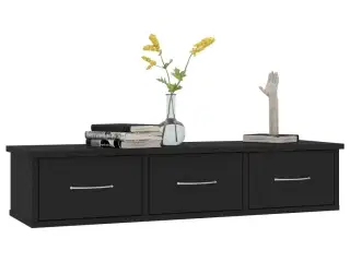 Vægskab med skuffer 88x26x18,5 cm konstrueret træ sort