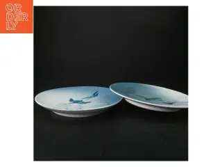 Blå og hvide dekorative tallerkener (str. Ø. 26 cm)