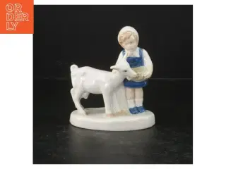 Porcelænsfigur af dreng med lam (str. 10 cm)