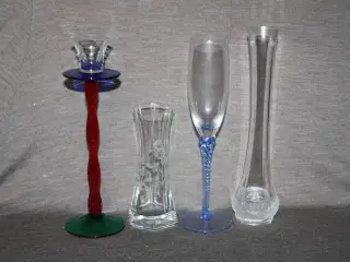 Lysestager i farvet glas 24 cm
