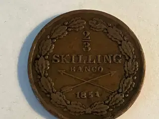 2/3 Skilling Banco Sweden 1851
