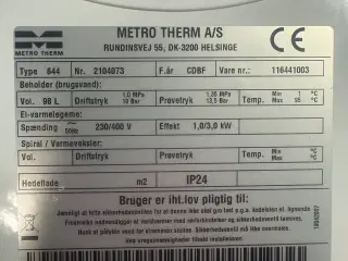 El vandvarmer MetroTherm 110L