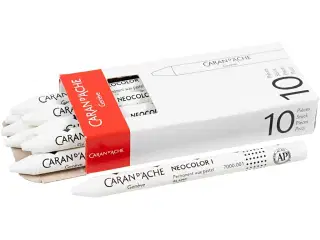 CARAN D’ACHE Neocolor I, L: 10 cm, tykkelse 8,5 mm, white (001), 10stk./ 1 pk.