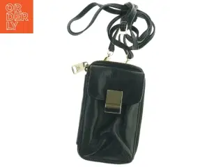 Sort lædertaske med skulderrem Adax (str. 15 x 9 cm)