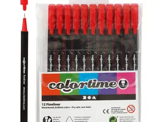 Colortime Fineliner Tusch Rød - 12 stk. 0,6-0,7 mm