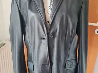 Sort læder blazer jakke str 44 Goldstein of Sweden