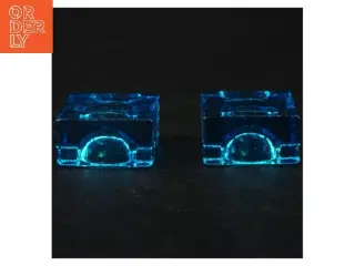 Blå glaslysestager (str. 5 cm)