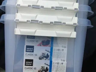 Opbevaringsboxe plast med låg 5 stk.