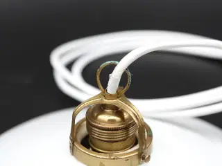 Original gl.skomagerlampe med mundblæst opalglas