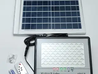 NY! 200W LED Solcellelampe + Solpanel med 4M kabel