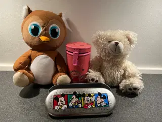 Plysbamse, sparebøsse, Uglebamse og penalhus