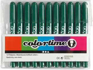 Colortime Tusch 5 mm Grøn - 12 stk. Kvalitetstuscher